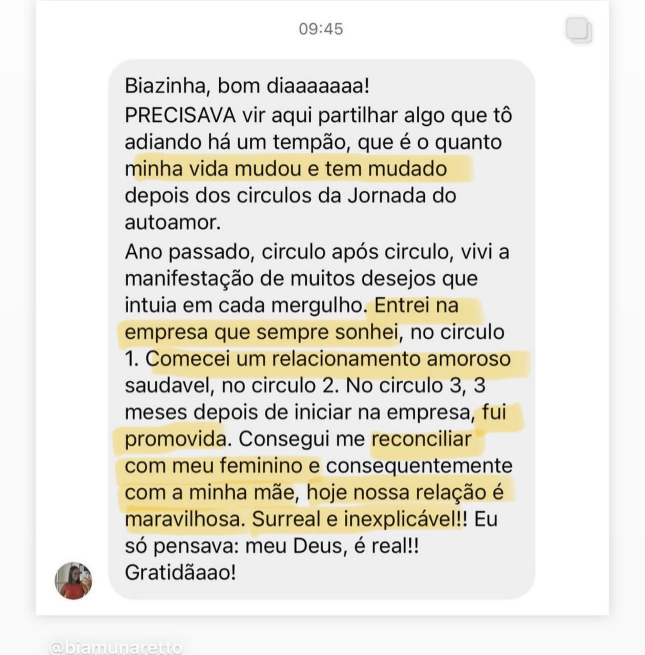 Depoimento 4 sobre a Jornada do Autoamor