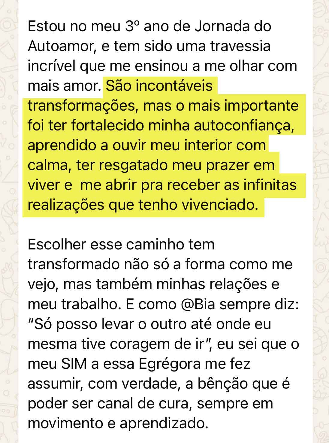 Depoimento de uma mulher da Comunidade