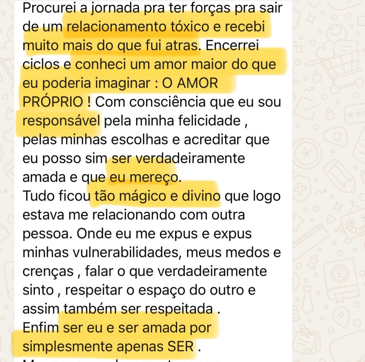 Depoimento de uma mulher da Comunidade